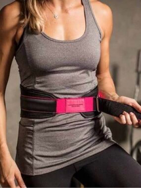 Pink and Black Women's Weightlifting Support Belt